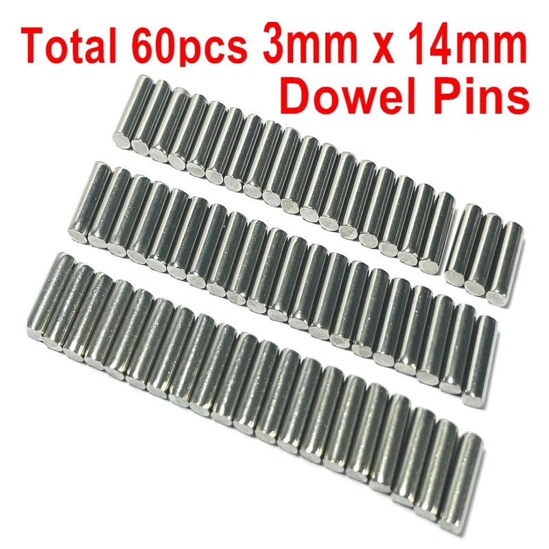 ZDingTech 60pcs 3mm x 14mm Dowel Pins,3mm Metal Dowel pins M3 3mm Shelf Pegs,Support Shelves,3mm x 14mm Metal Rod.304 Stainless Steel Wood Bunk Bed pegs - Image 2